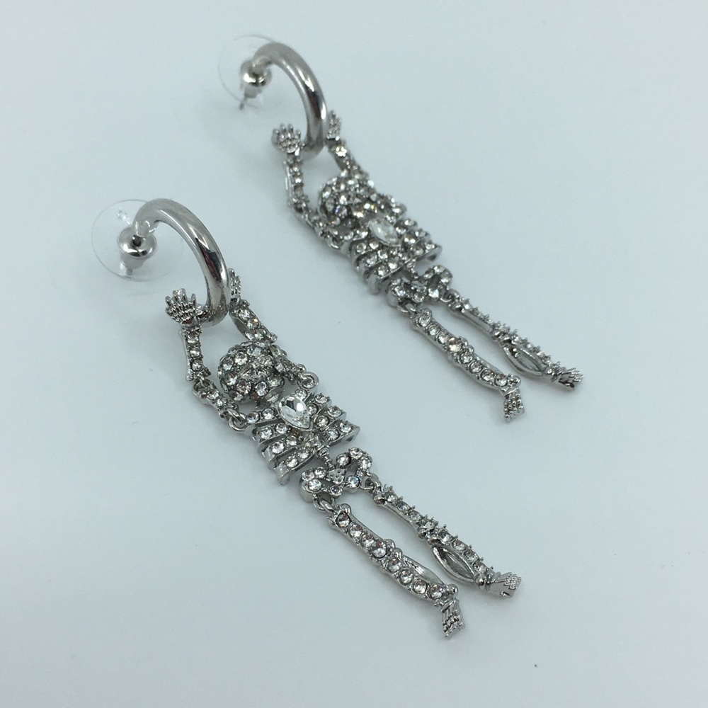 Sugarfix by Baublebar Skeleton Rhinestone Earrings NEW Drop Dead Hottie Gothic - Picture 5 of 10
